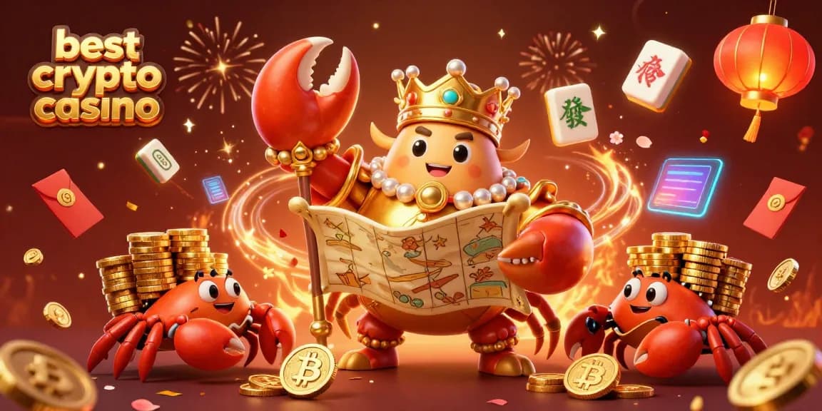 Découvrez le meilleur casino crypto avec un crabe impérial et des éléments festifs captivants.