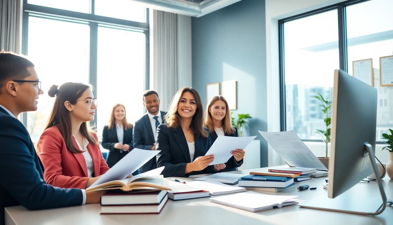 Immigration lawyer Sydney consulting clients in a modern office, highlighting professional legal services.