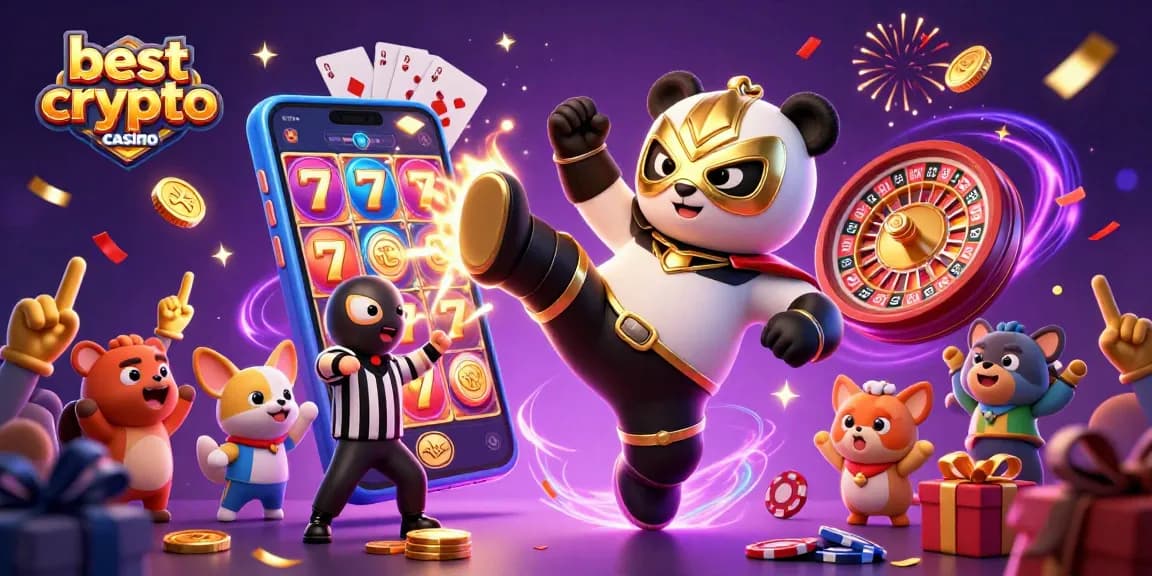 Meilleur casino crypto : panda lutteur effectuant un coup de pied dans un cadre dynamique de machines à sous