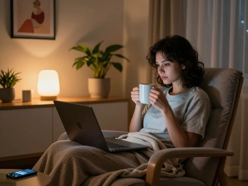 Cozy environment showcasing engaging NSFW AI chat experience with warm lighting.