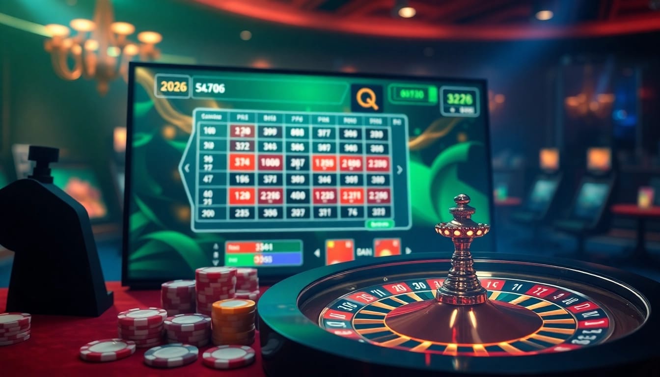 Participez à des jeux captivants au casino en ligne Français 2026 avec une roulette dynamique, des tables de poker et des interfaces en ligne animées.