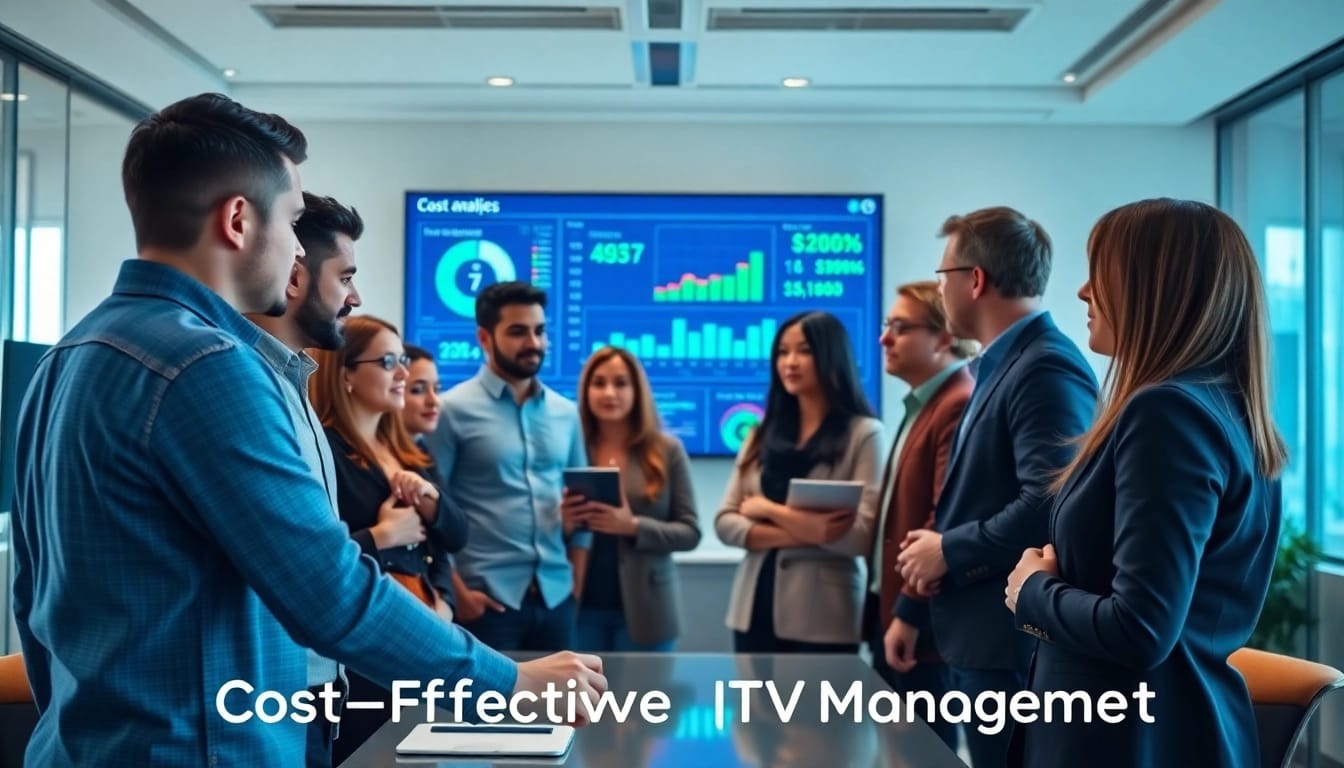 Highlighting strategies for Cost-Effective IT Management through a collaborative IT team in an office.