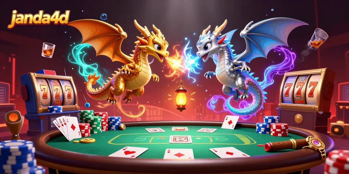 Janda4D menghadirkan suasana permainan slot yang menyenangkan dengan ilustrasi dinamis naga 3D.