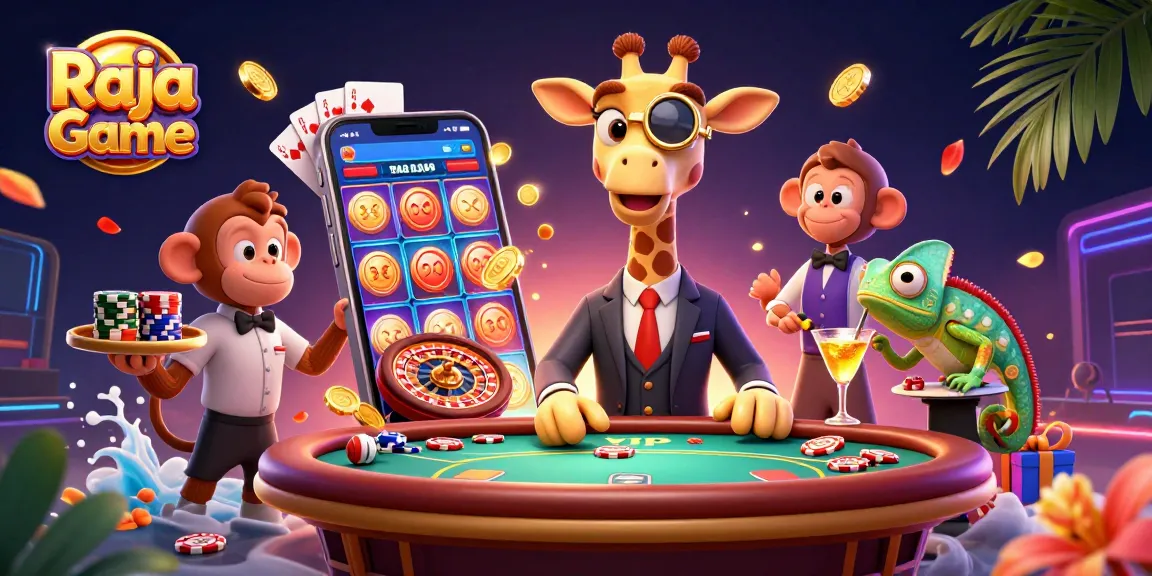 Play thrilling games at Raja Game with vibrant 3D animated characters in an exciting casino atmosphere.