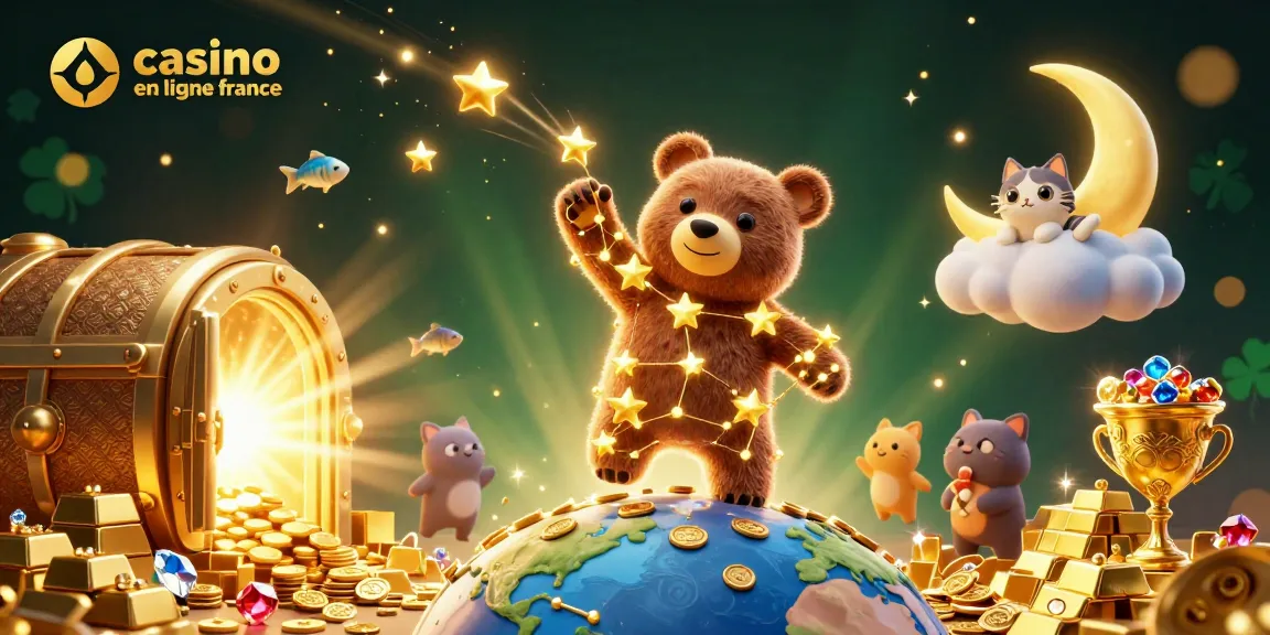 Plongez dans l'univers du casino en ligne France avec des personnages colorés et des trésors scintillants.