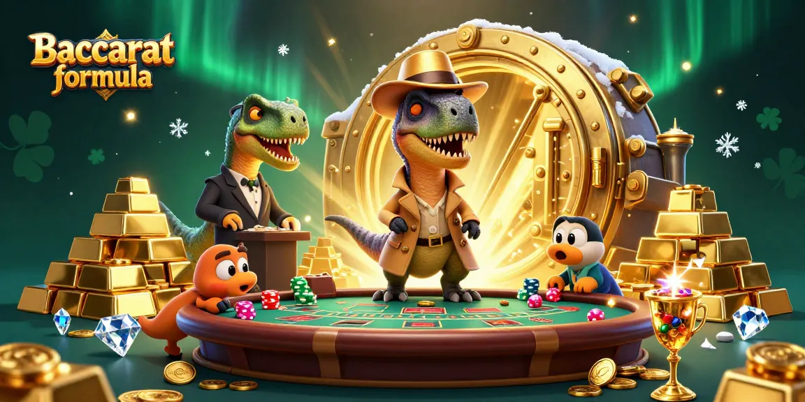 Engage with the Baccarat formula through a vibrant 3D casino illustration of a velociraptor counter.