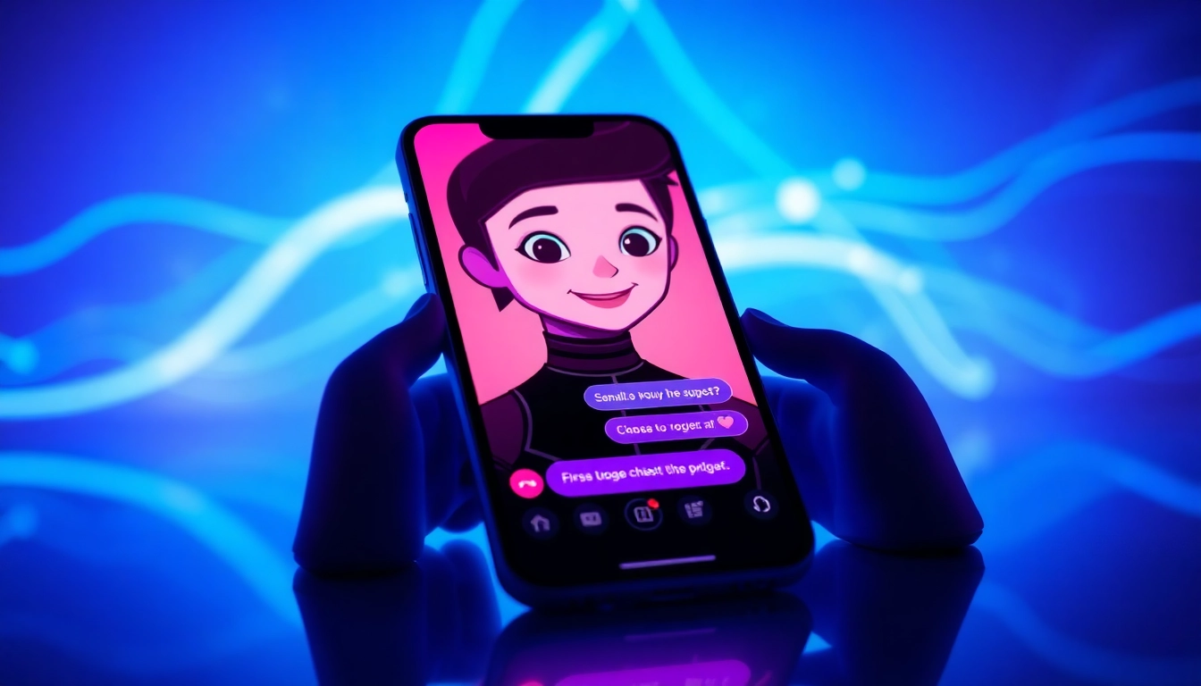 AI sex chatbot interface on a modern device, showcasing engaging character interactions.