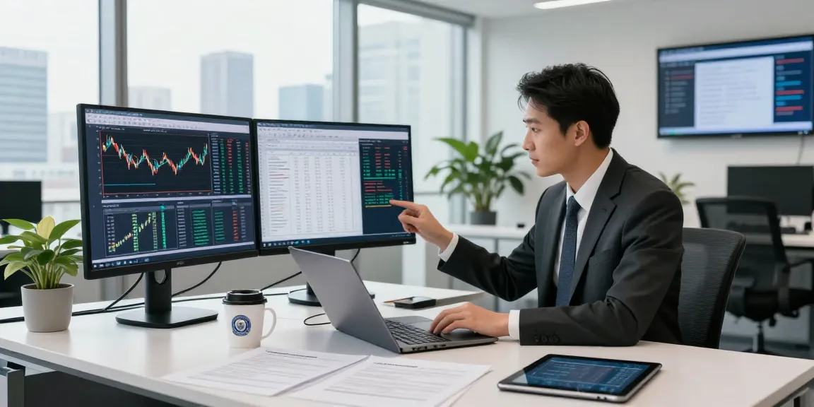 Asset tracing analysis in a modern office with data charts and financial documents.