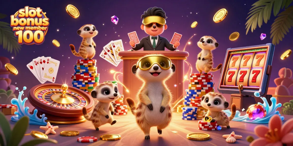 Slot bonus anggota baru 100 menarik perhatian dengan meerkat dan kasino yang ramai.