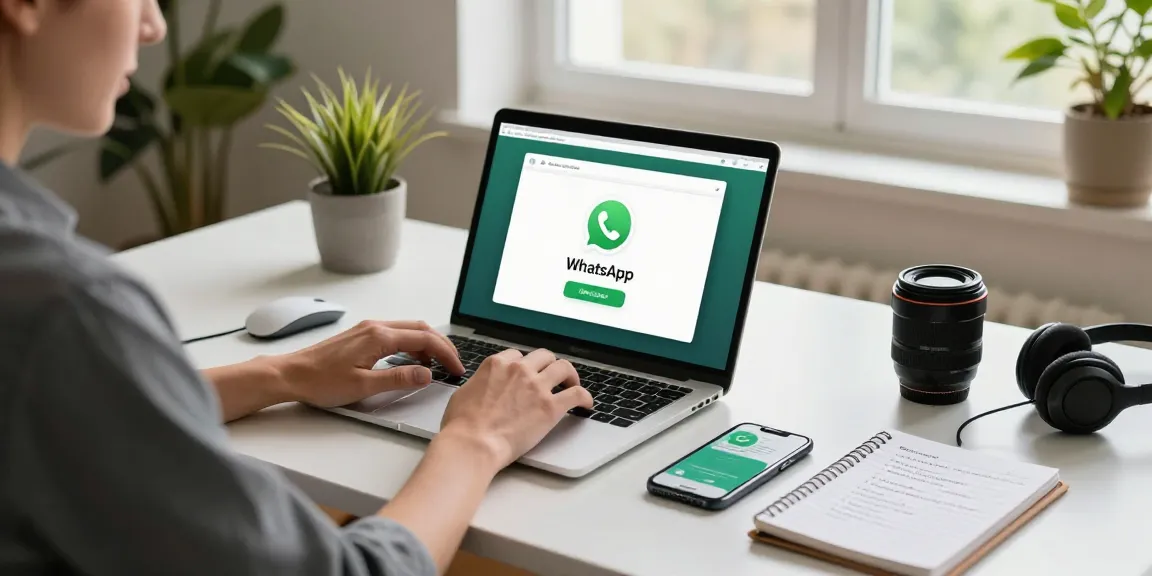 Using WhatsApp電腦版 in a stylish home office for effective communication and productivity.