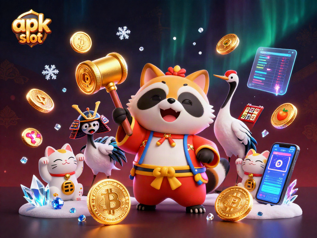 Play exciting apk slot games with fun characters and vibrant visuals in a lucky casino scene.