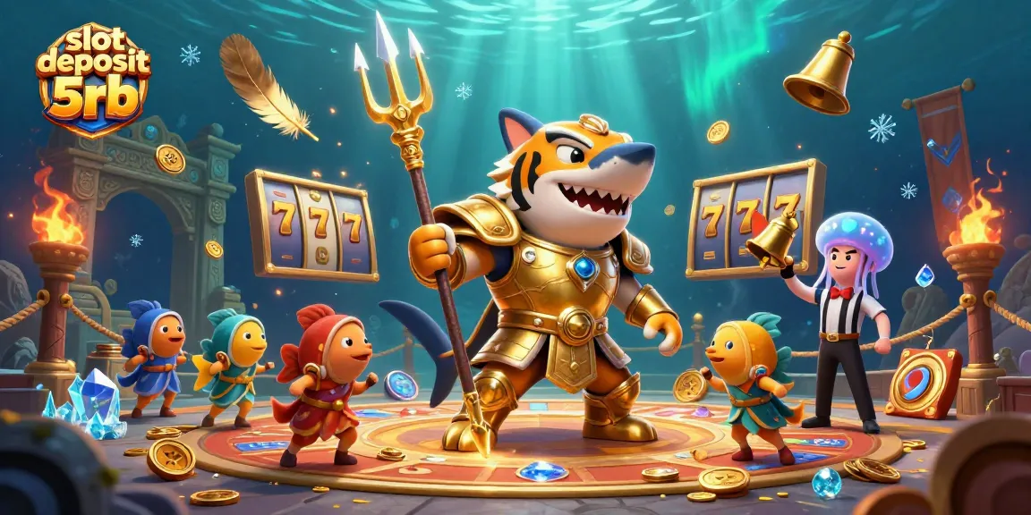 Engage in the excitement of slot deposit 5rb amidst a vibrant 3D underwater colosseum scene.