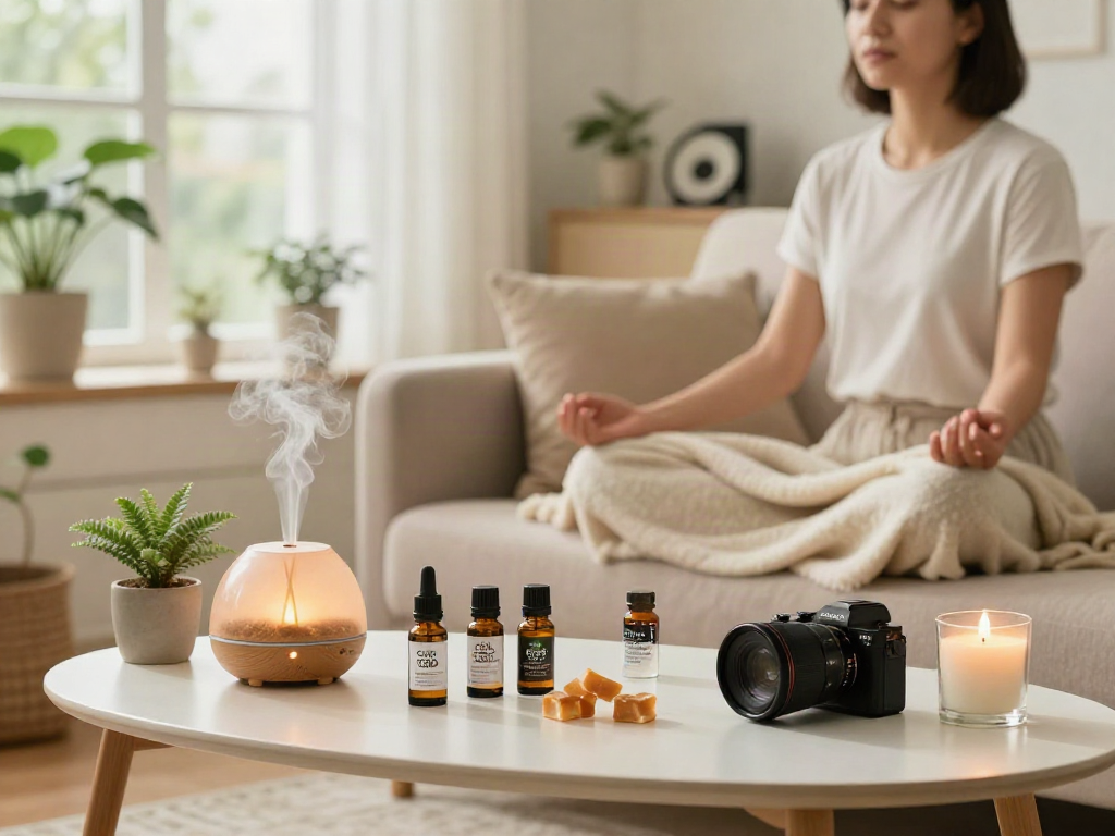 Relaxing space featuring Camino cbd products for meditation and wellness