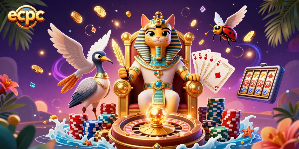Experience exciting features at ecpc's vibrant casino environment with lively characters, coins, and games.