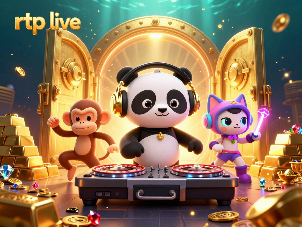 Engage with rtp live gameplay featuring an energetic DJ panda and vibrant casino elements.