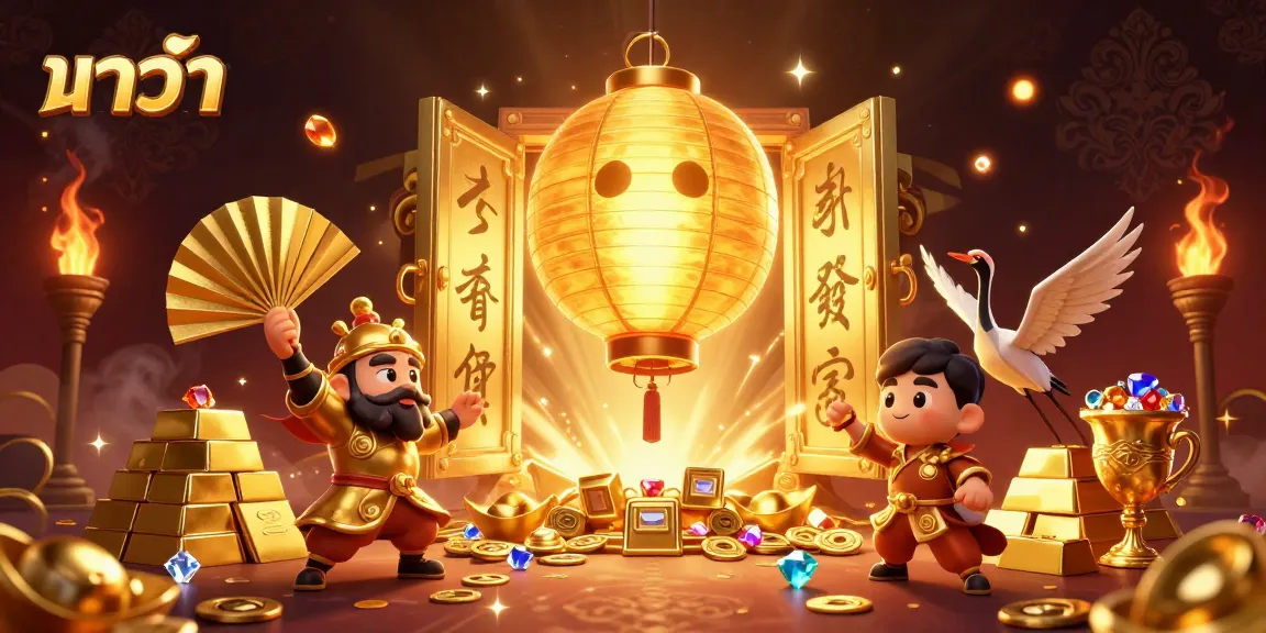 Experience thrilling บาคาร่า action with golden lantern spirit and warriors in an enchanting casino scene.