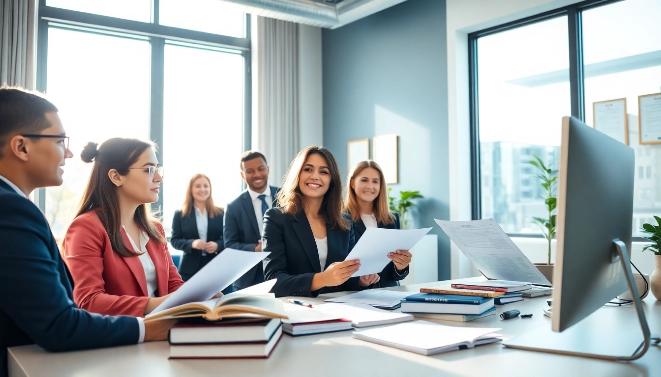 Immigration lawyer Sydney consulting clients in a modern office, highlighting professional legal services.