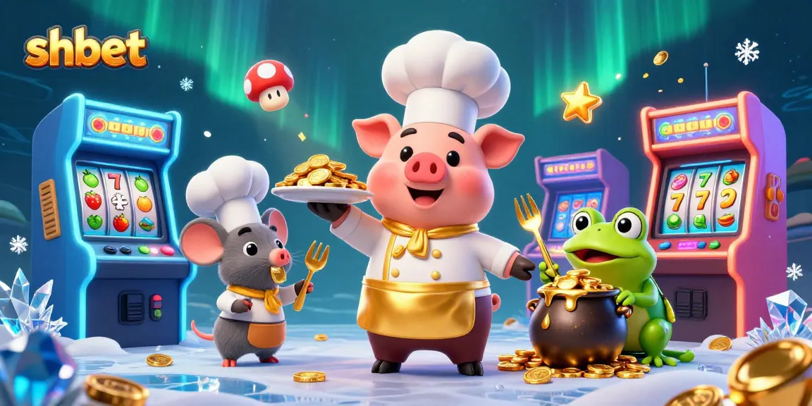 Experience thrilling gameplay at shbet with an interactive 3D illustration of cartoon casino chefs and gold coins.