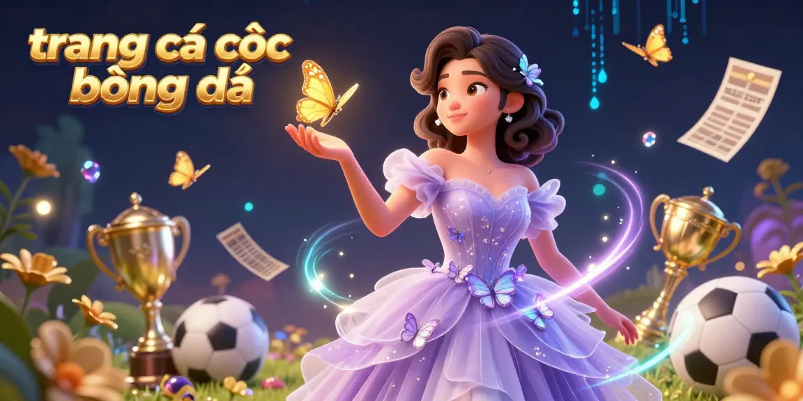 Engaging scene promoting trang cá cược bóng đá with a beautiful Asian woman, sports elements, and magical visuals.