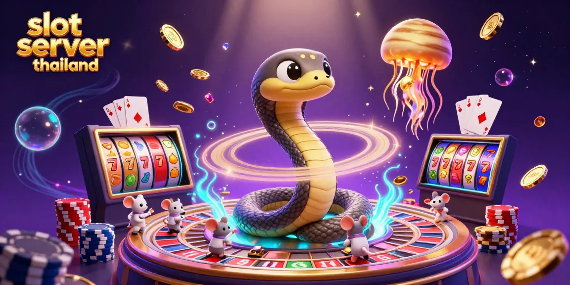 Experience thrilling wins at slot server thailand with vibrant 3D casino illustration full of action.