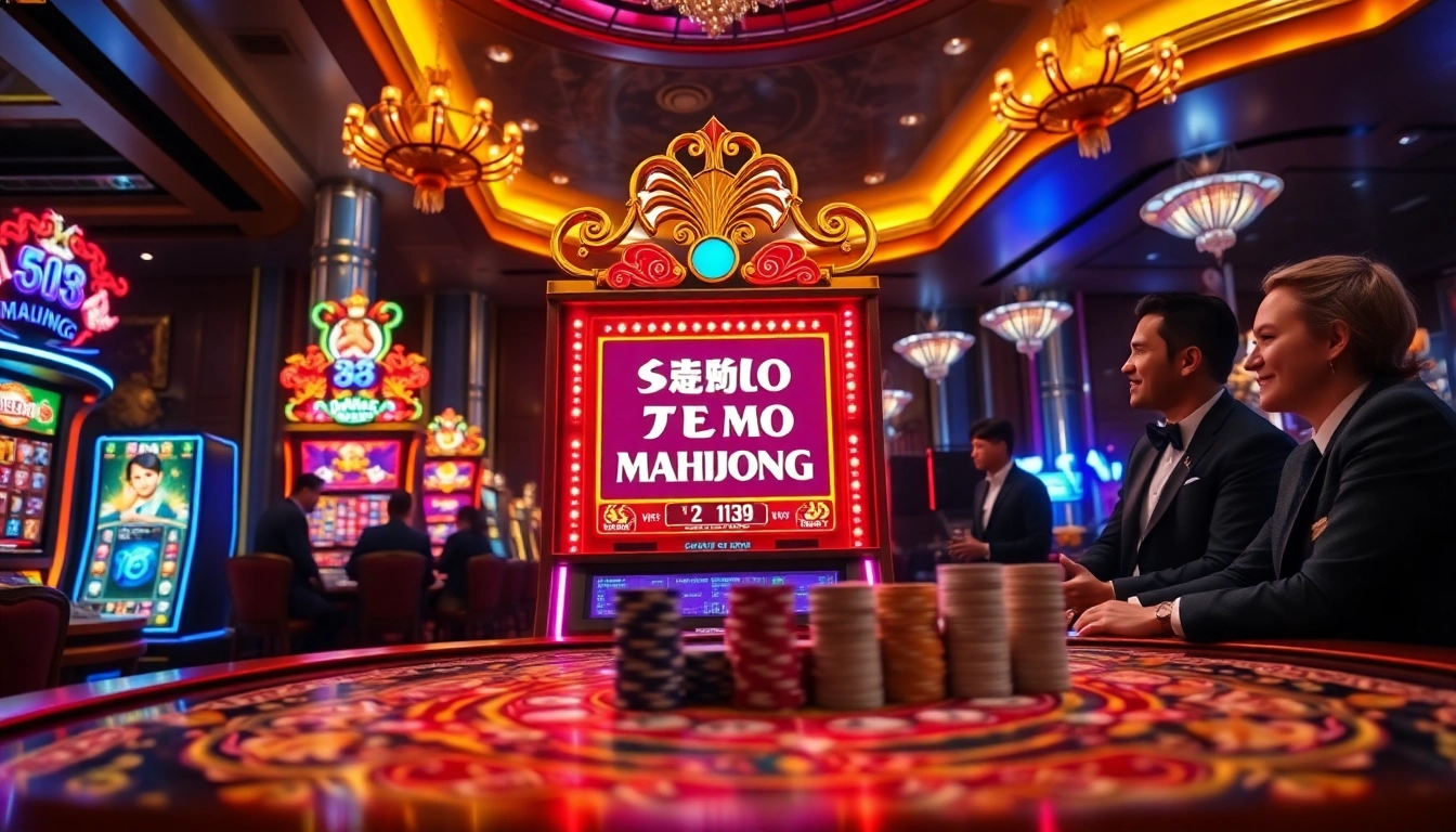 Spin the slot demo Mahjong reels in a glamorous casino atmosphere.
