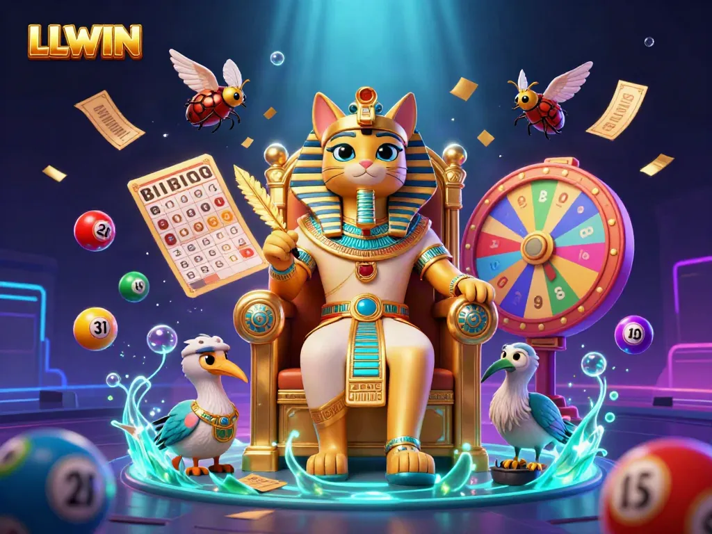 Engage in thrilling gambling experiences with a lively illustration featuring LLWIN's vibrant casino scene.