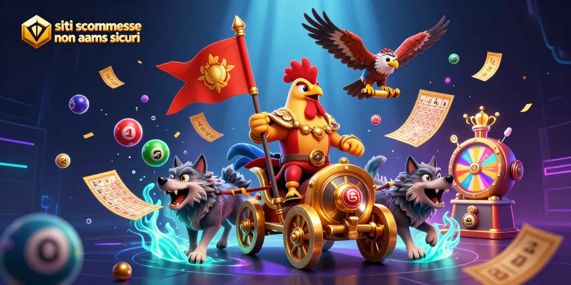 Siti scommesse non aams sicuri con un guerriero gallo 3D, elemento di gioco e colori vivaci