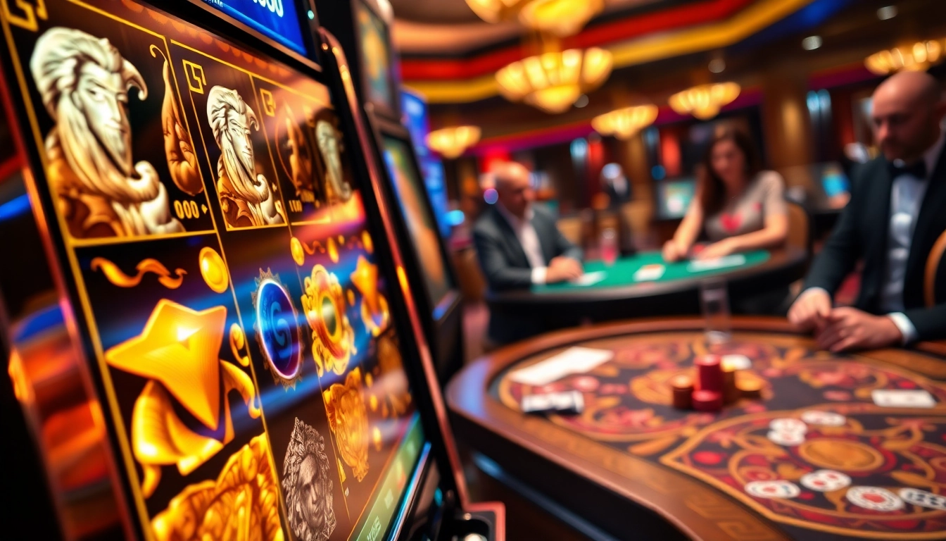 Spin the reels on the captivating Gates of Olympus 1000 slot machine amidst a lively casino atmosphere.