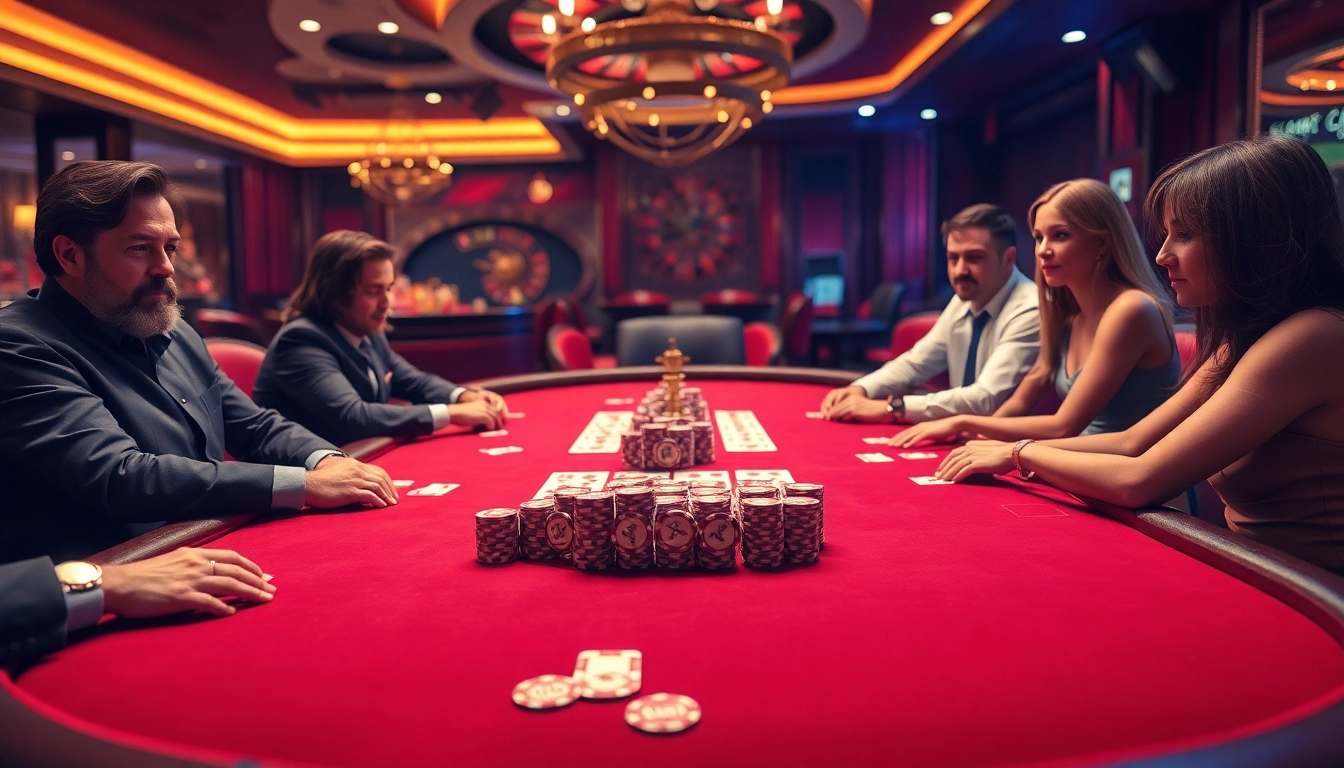 Shbet gambling table scene with poker chips and cards, exuding luxury and excitement.