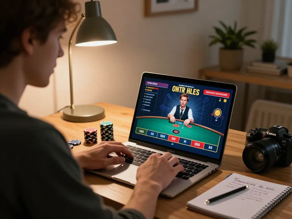 Player engaged in online gtatoto session with live dealer, showcasing strategic gameplay at home.