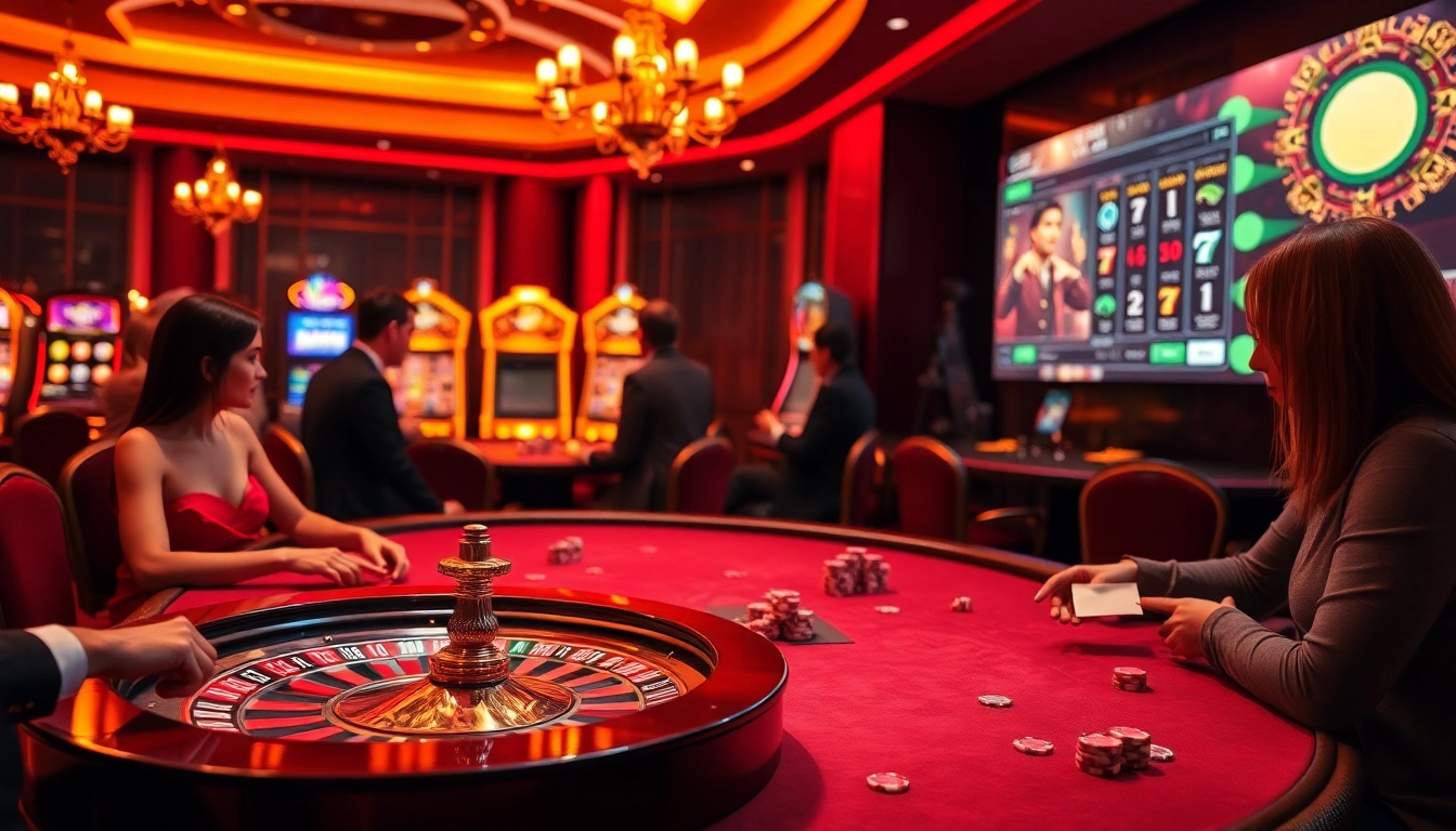 Découvrez l'excitation du casino en ligne Français 2026 avec des joueurs engagés à une table de blackjack luxueuse.