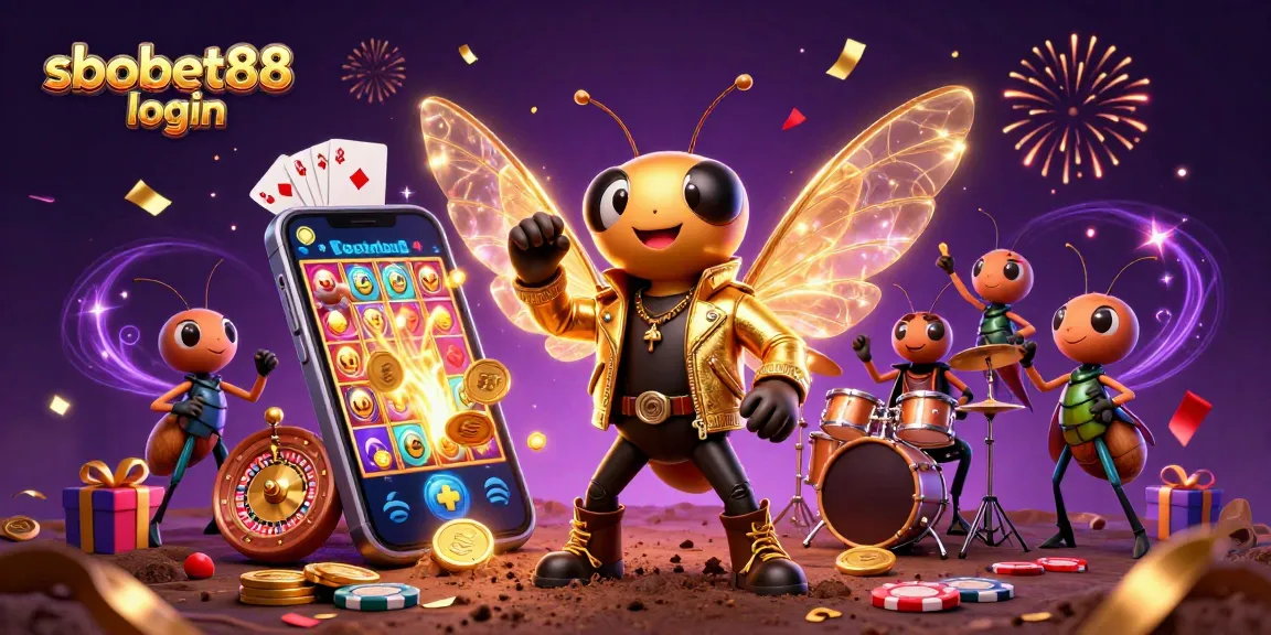 Experience sbobet88 login with a vibrant 3D casino illustration showing dynamic gaming elements.