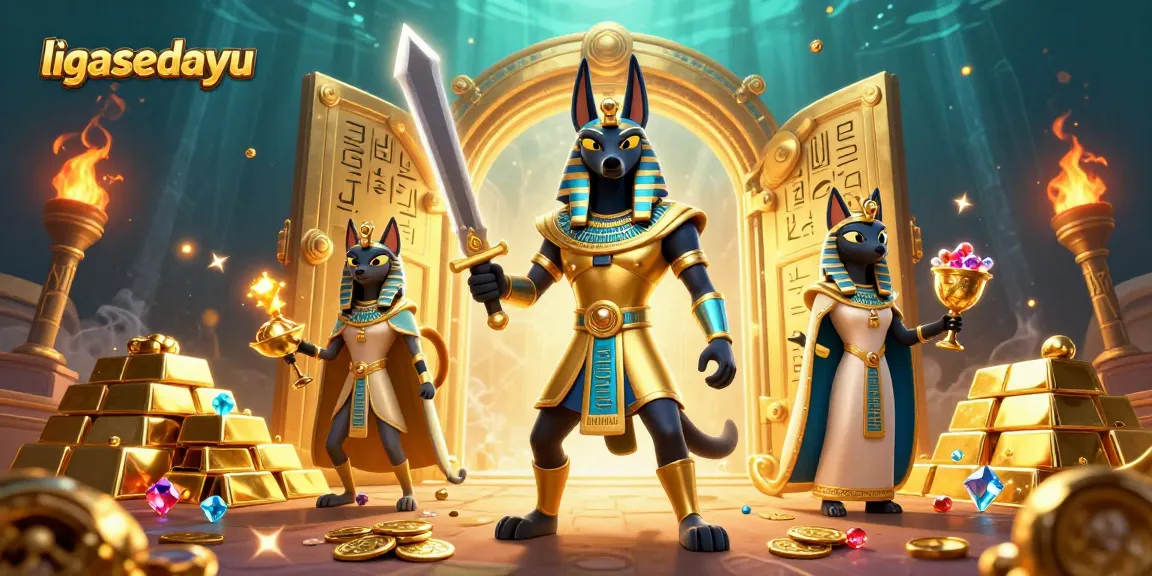 Experience engaging gameplay with ligasedayu, featuring treasure-filled scenes and vibrant characters.