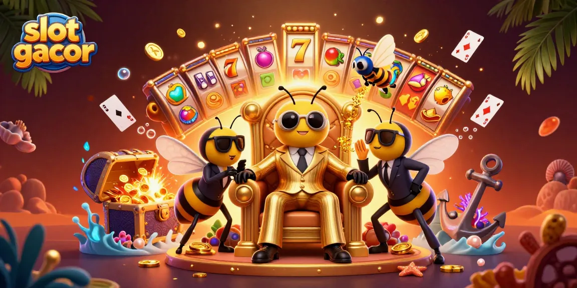 Experience the excitement of slot gacor with a vibrant casino scene featuring characters interacting amidst colorful game elements.
