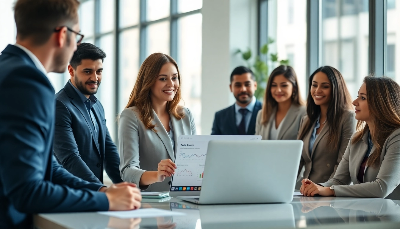 Find a job board for sales roles with diverse sales professionals collaborating in a modern office.