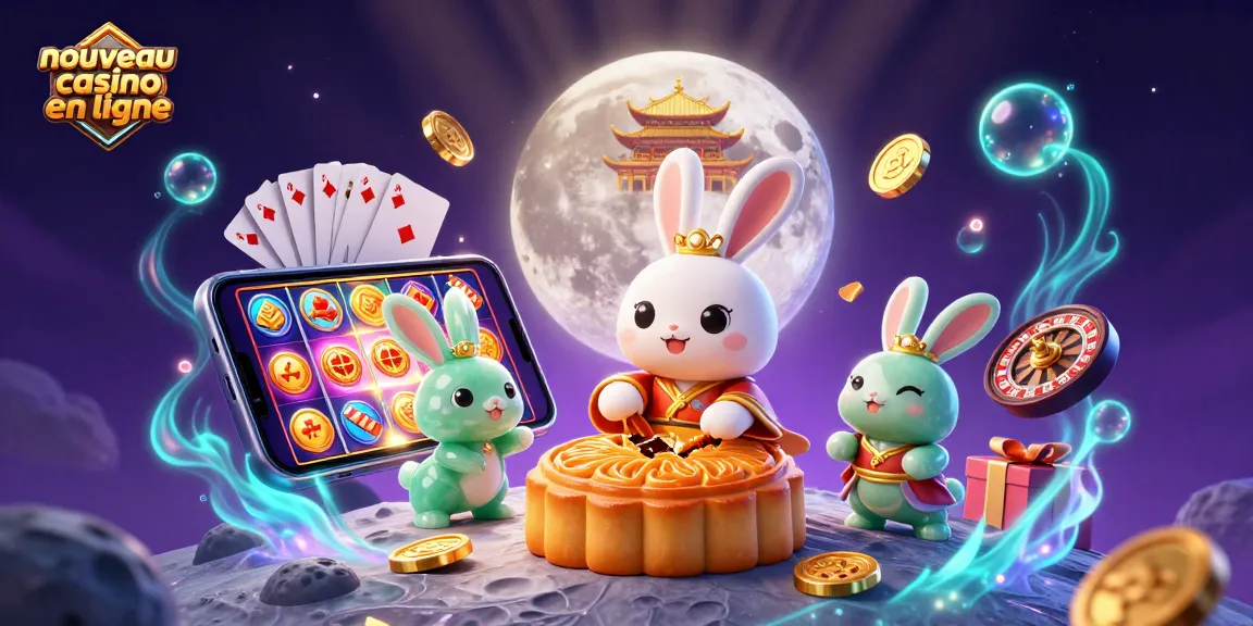 Essayez nouveau casino en ligne avec une vue dynamique sur un lapin de lune jouant au poker.