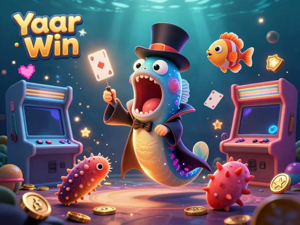 Yaar Win showcases vibrant casino elements with a lively underwater scene filled with unique characters.