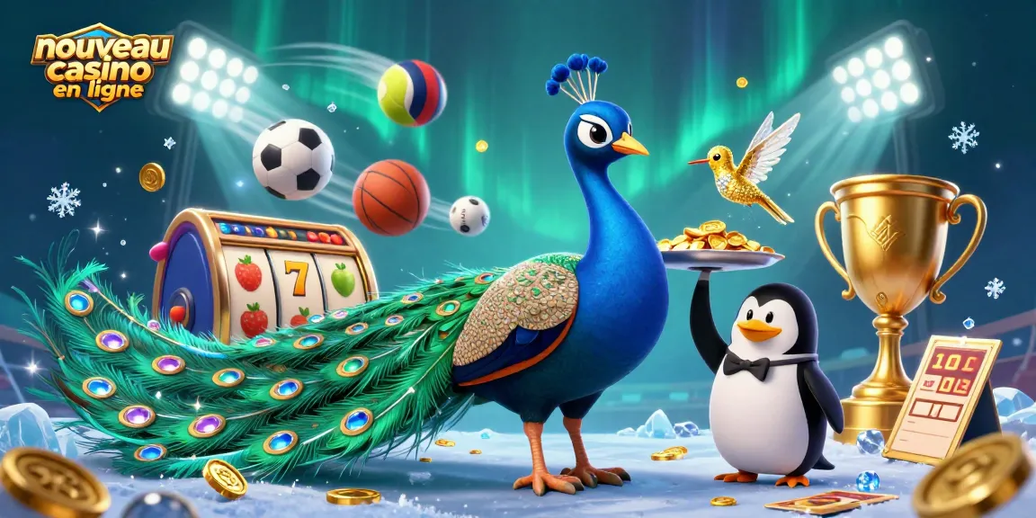 Découvrez les jeux au nouveau casino en ligne avec un paon, un pingouin, et un oiseau en diamant.