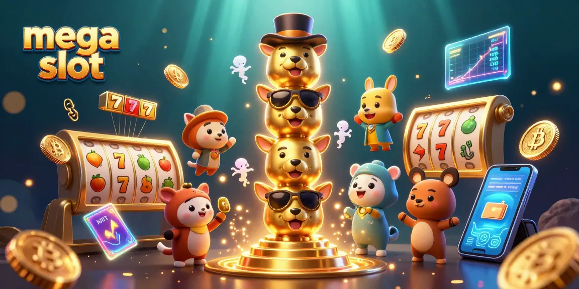 Menangkan pengalaman bermain mega slot dengan slot reels dan simbol jackpot di latar belakang yang menarik.