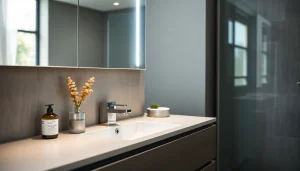 Stilvoller sonni Spiegelschrank mit LED-Beleuchtung im Badezimmer präsentieren