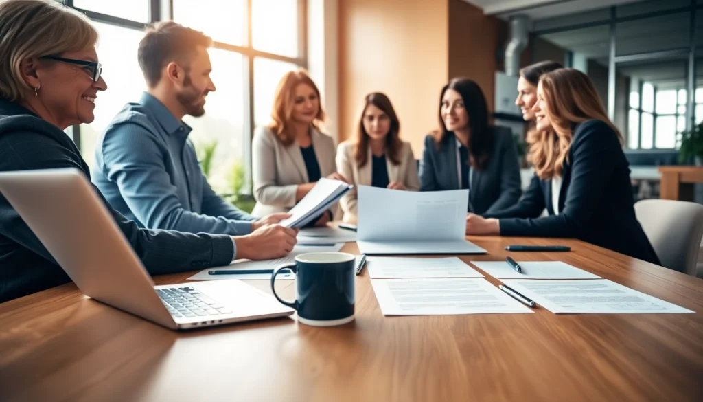 Engaging estate planning San Antonio consultation in a modern office with diverse participants.