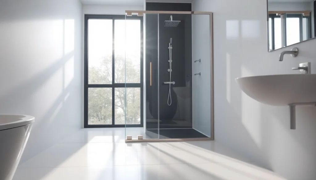Admire la paroi de douche sirhona moderne avec portes coulissantes en verre transparent.