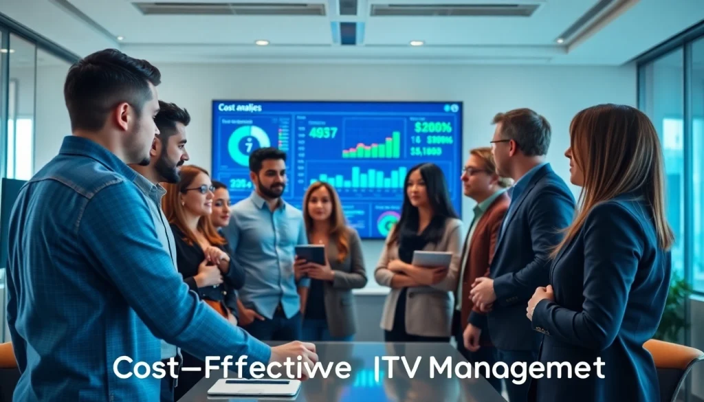 Highlighting strategies for Cost-Effective IT Management through a collaborative IT team in an office.