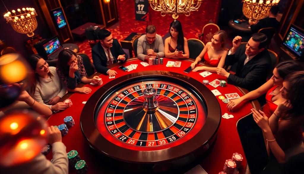 Experience the thrill of gambling with "ink vao 12bet" surrounded by a vibrant casino scene.