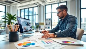 Creating innovative web design edmonton projects with a professional designer in a modern office.