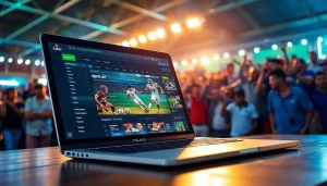 Engaged bettors reviewing sportsbooks in Canada while enjoying a live sports event, showcasing excitement and interaction.