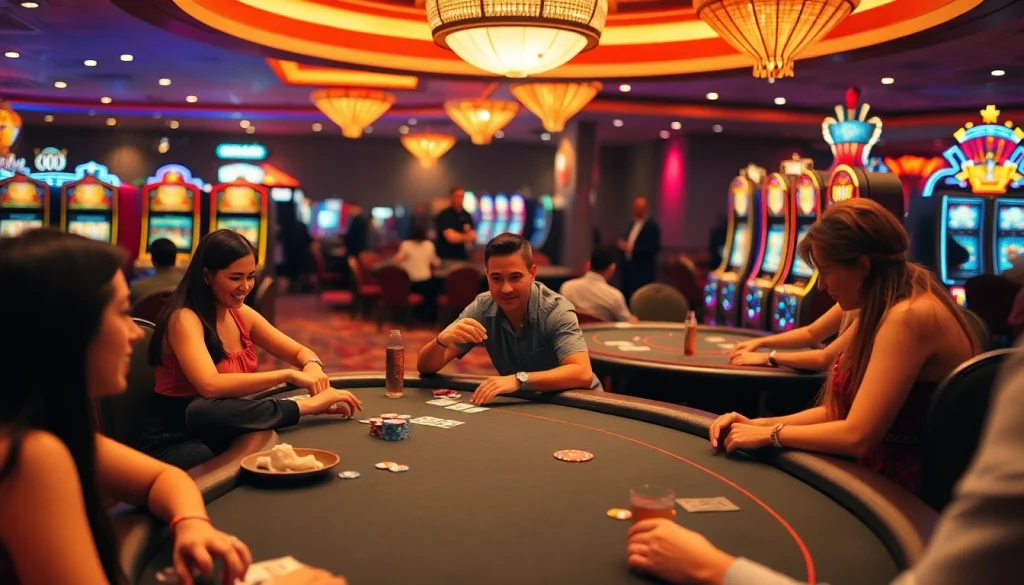 Engaging players enjoying an online casino in Saskatchewan, showcasing vibrant gaming atmospheres and excitement.