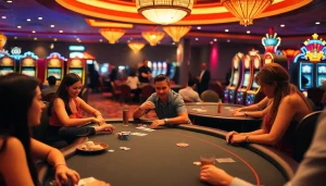 Engaging players enjoying an online casino in Saskatchewan, showcasing vibrant gaming atmospheres and excitement.