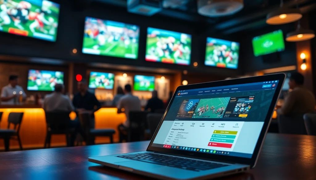 Engaging sports betting environment showcasing sportsbooks in Alabama with people actively discussing bets.