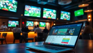 Engaging sports betting environment showcasing sportsbooks in Alabama with people actively discussing bets.